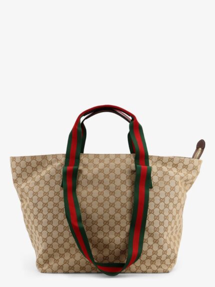 Gucci GG Fabric Shopping Bag With Nastro Web Handle Detail