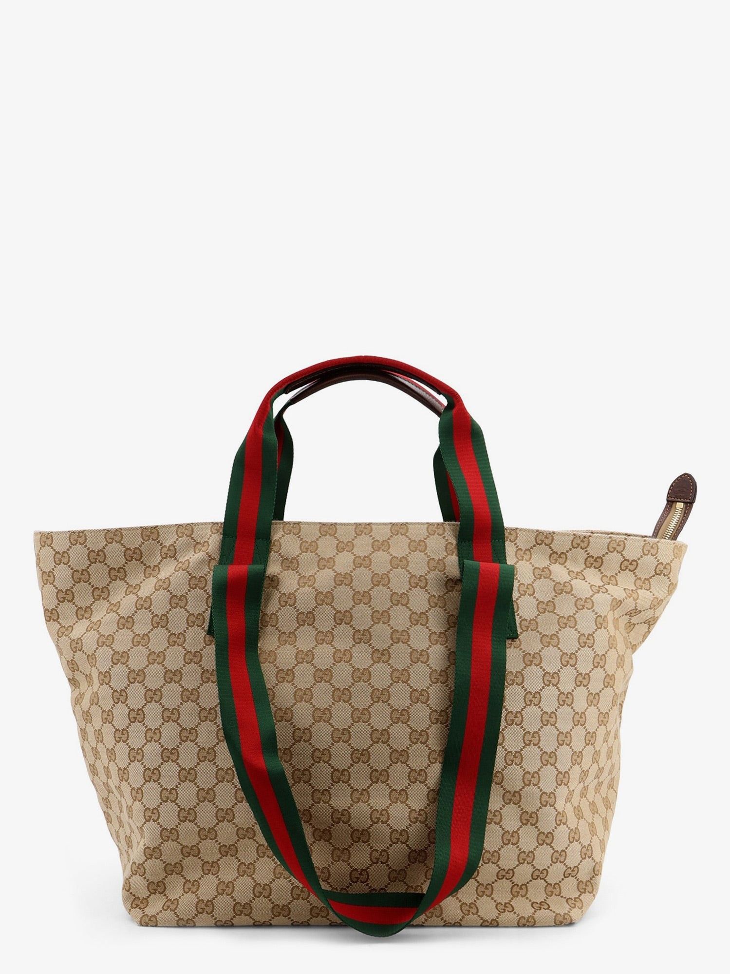 Gucci GG Fabric Shopping Bag With Nastro Web Handle Detail