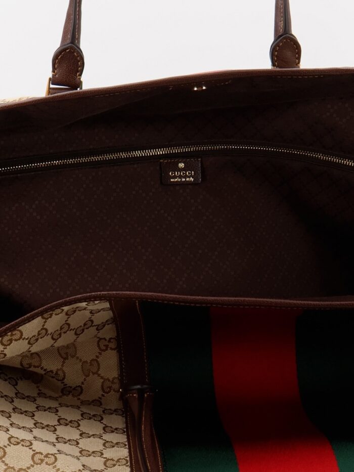 Gucci GG Fabric Travel Bag With Web Detail On The Front