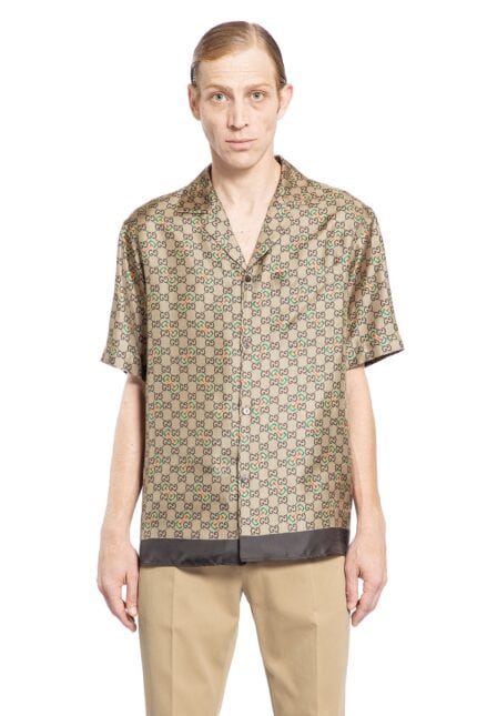 GUCCI Gg Horsebit Print Silk Shirt