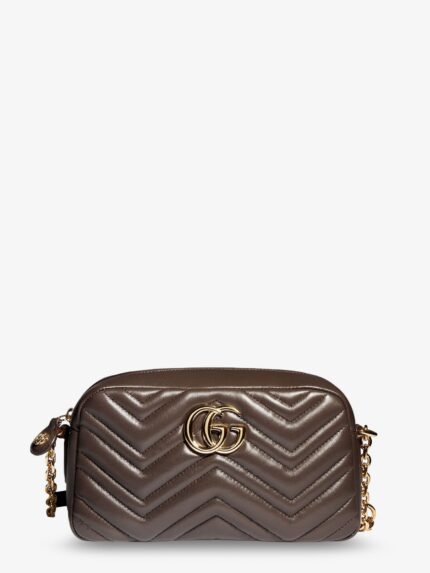 Gucci GG Marmont Camera Bag Leather Crossbody Bag With Chevron Stitching