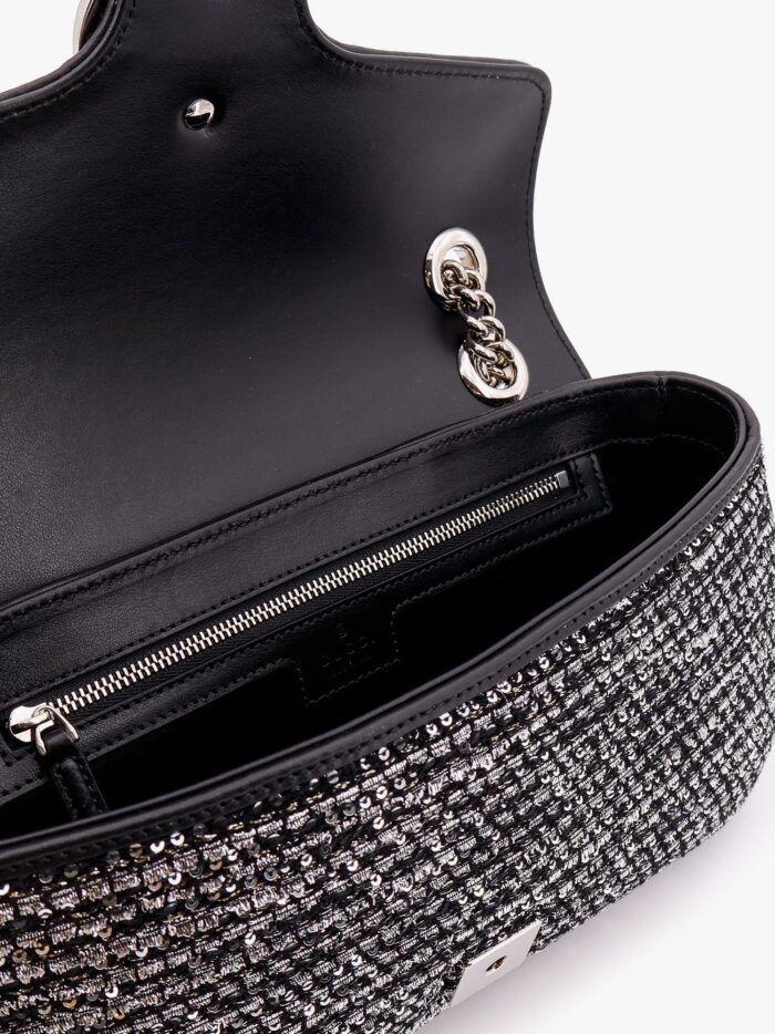 Gucci Gg Marmont Fabric And Leather Shoulder Bag With All-over Sequins