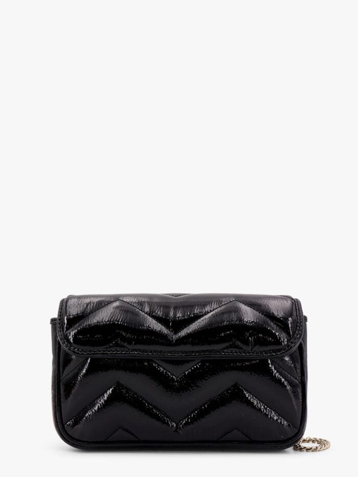 Gucci Gg Marmont Patent Leather Shoulder Bag With Frontal Gg Logo