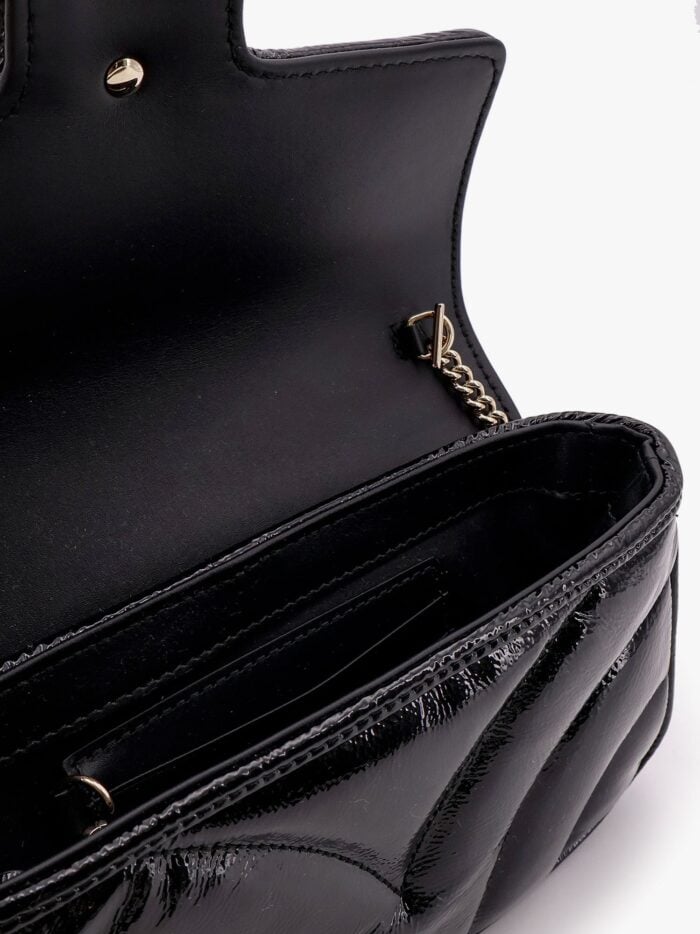 Gucci Gg Marmont Patent Leather Shoulder Bag With Frontal Gg Logo