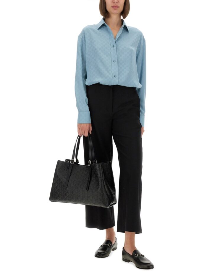 gucci gg silk jacquard oversized shirt Gucci GG SILK JACQUARD OVERSIZED SHIRT