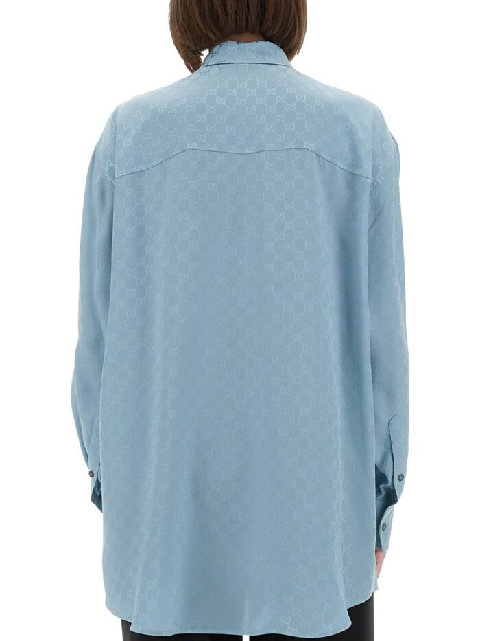 gucci gg silk jacquard oversized shirt Gucci GG SILK JACQUARD OVERSIZED SHIRT