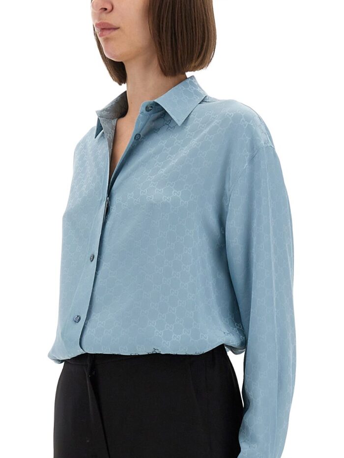 gucci gg silk jacquard oversized shirt Gucci GG SILK JACQUARD OVERSIZED SHIRT
