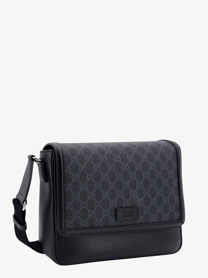 Gucci Gg Supreme And Leather Shoulder Bag With Frontal Patch