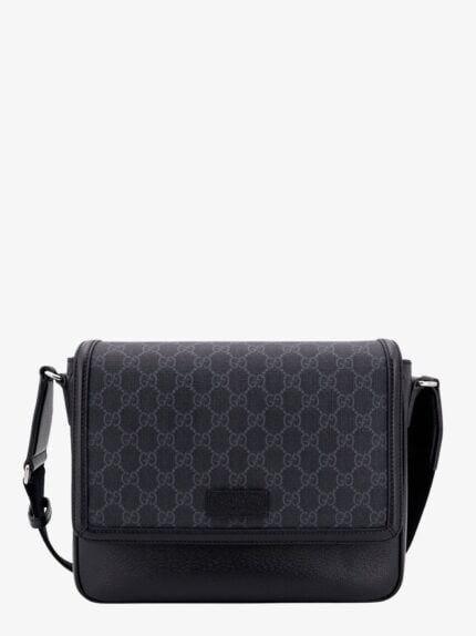 Gucci Gg Supreme And Leather Shoulder Bag With Frontal Patch