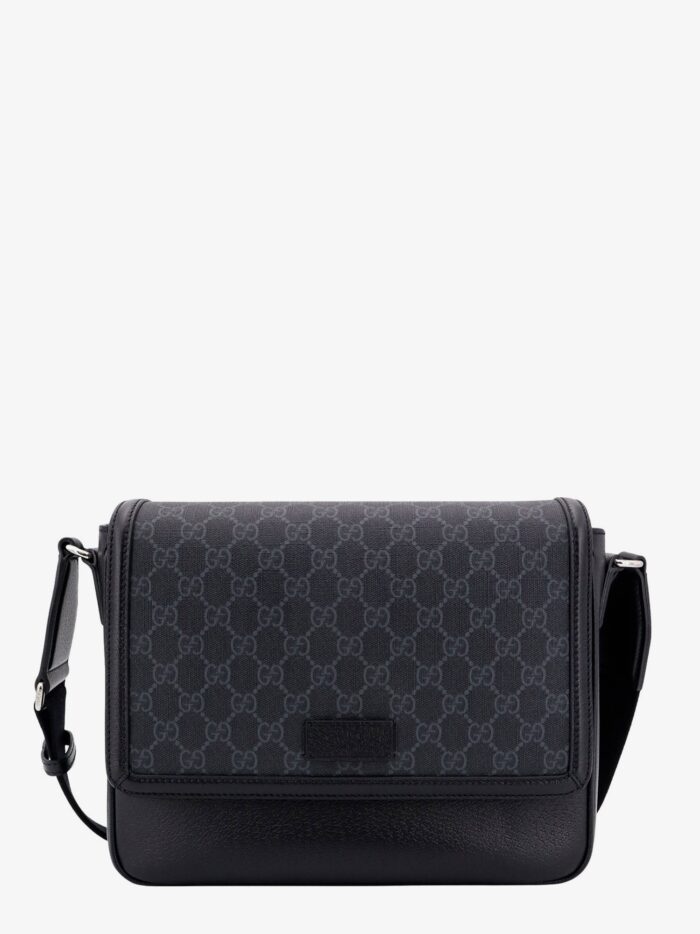 Gucci Gg Supreme And Leather Shoulder Bag With Frontal Patch