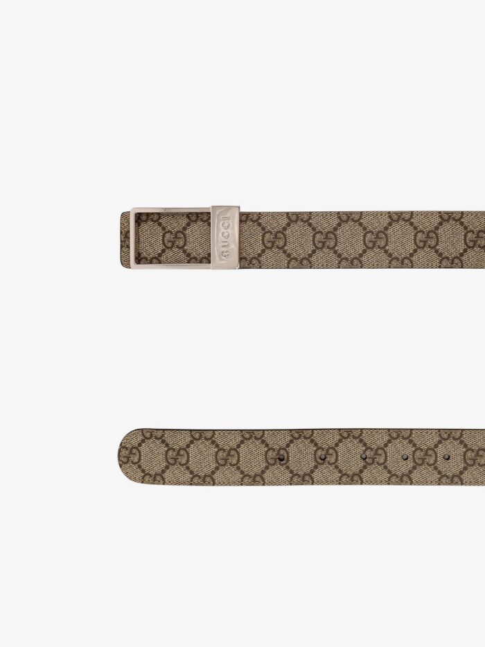 Gucci GG Supreme Fabric And Leather Belt
