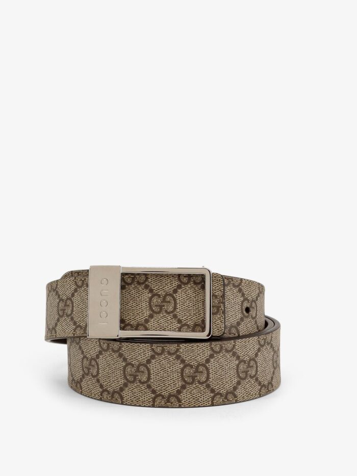 Gucci GG Supreme Fabric And Leather Belt