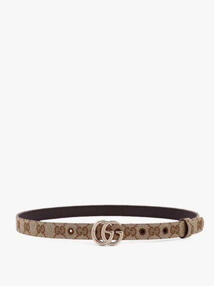 Gucci Gg Supreme Fabric And Leather Belt