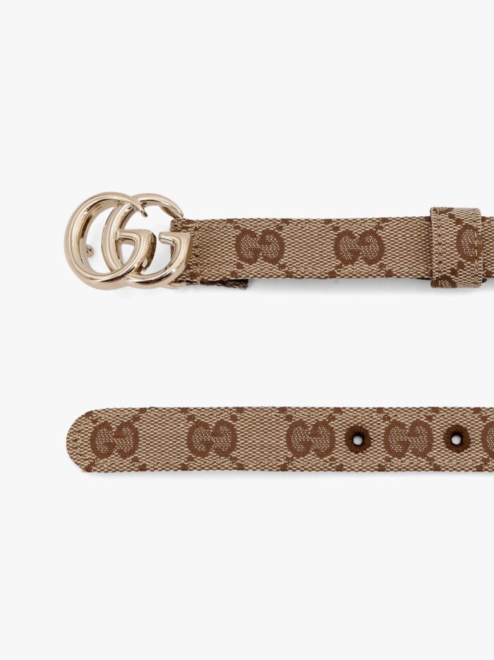 Gucci Gg Supreme Fabric And Leather Belt