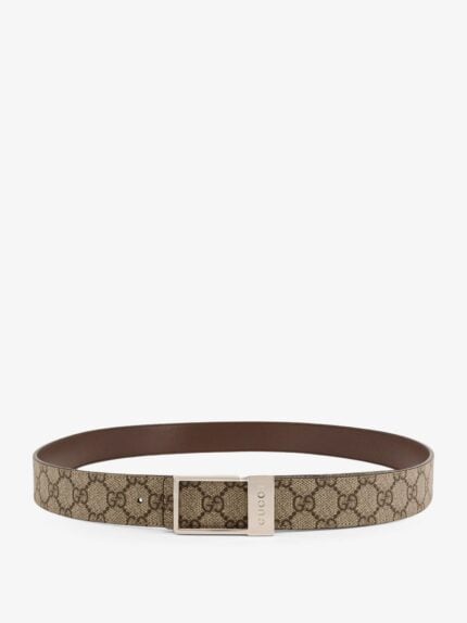 Gucci GG Supreme Fabric And Leather Belt