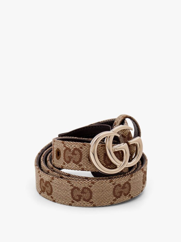 Gucci Gg Supreme Fabric And Leather Belt