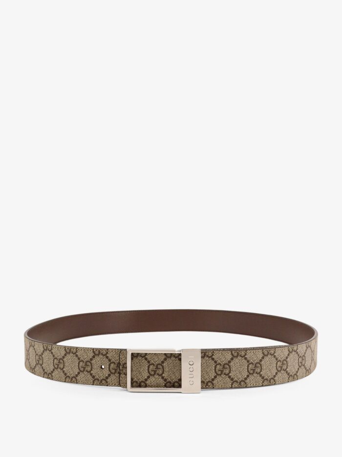 Gucci GG Supreme Fabric And Leather Belt