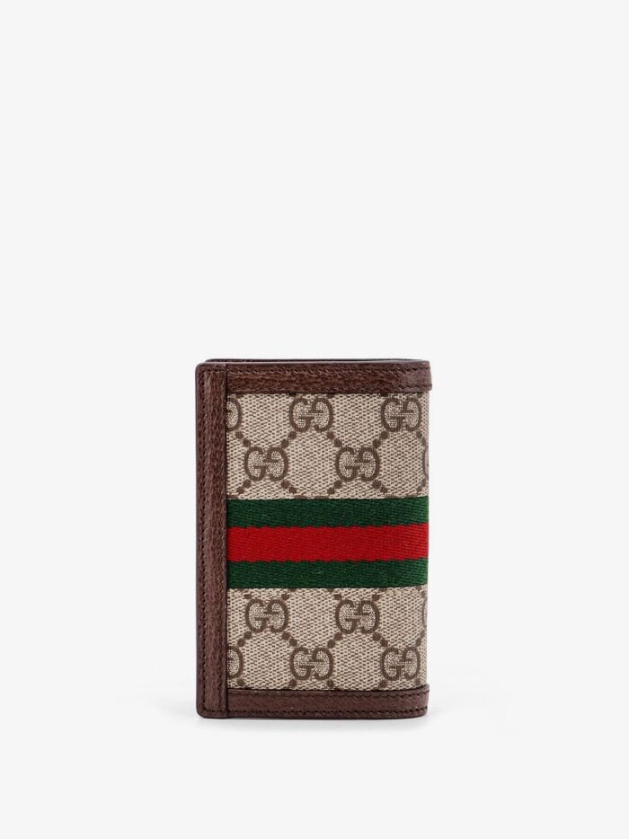 Gucci Gg Supreme Fabric And Leather Card Holder