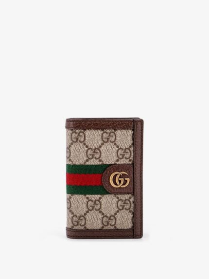 Gucci Gg Supreme Fabric And Leather Card Holder