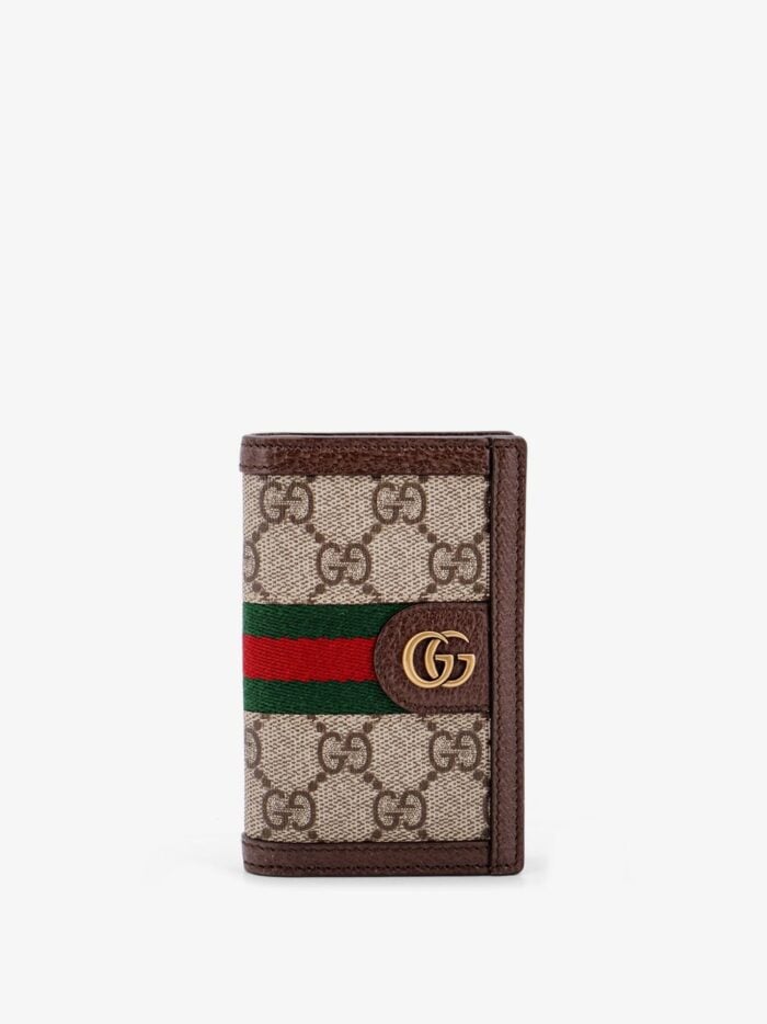 Gucci Gg Supreme Fabric And Leather Card Holder