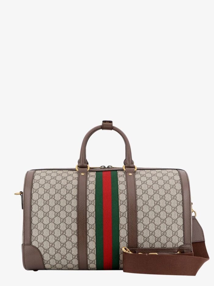 Gucci Gg Supreme Fabric And Leather Duffle Bag
