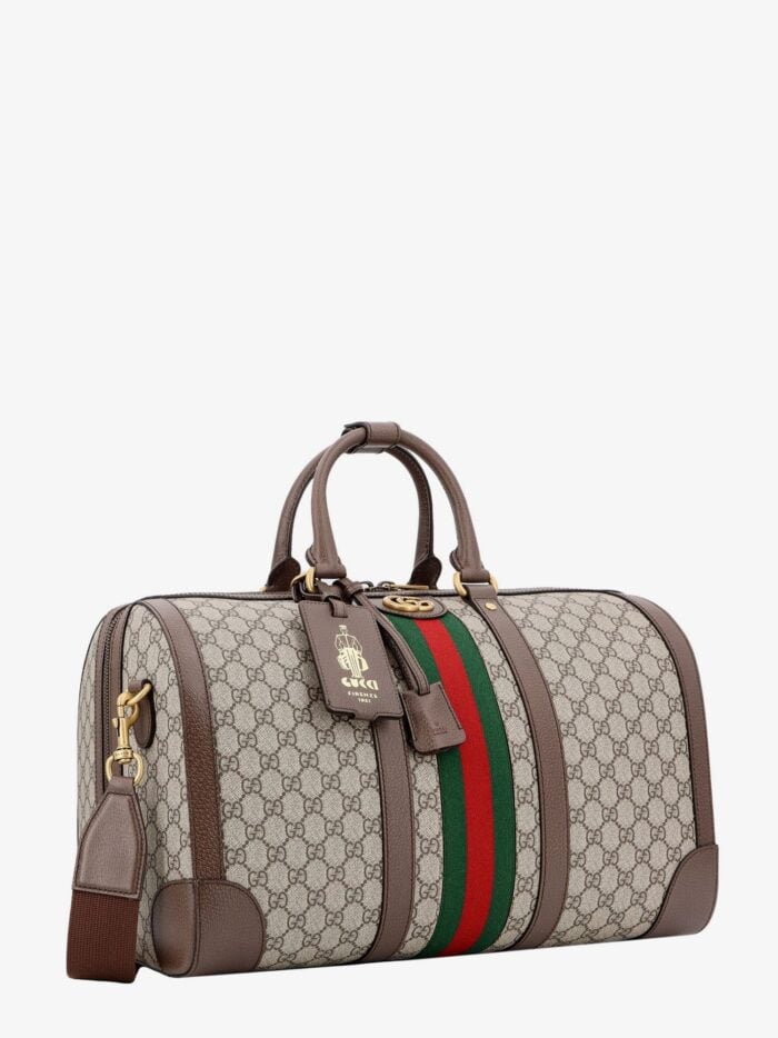 Gucci Gg Supreme Fabric And Leather Duffle Bag