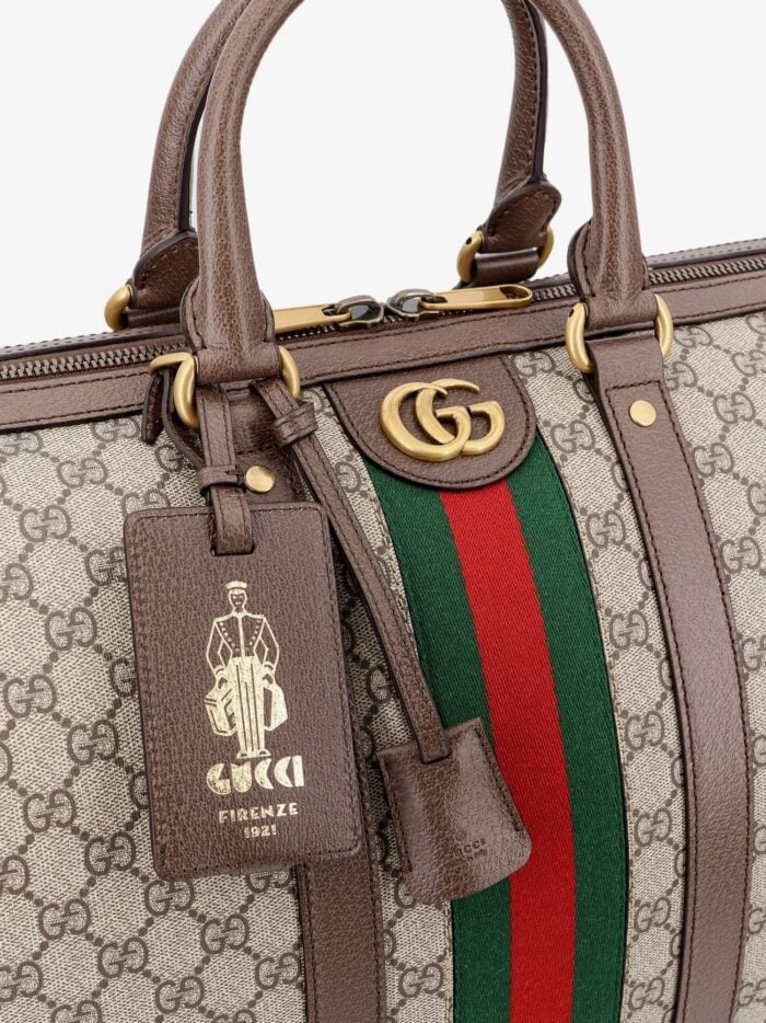 Gucci Gg Supreme Fabric And Leather Duffle Bag