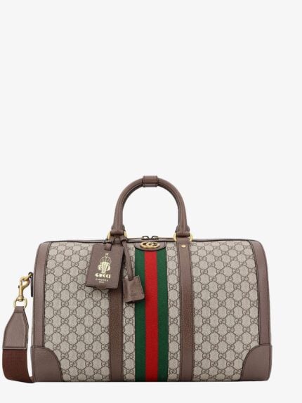 Gucci Gg Supreme Fabric And Leather Duffle Bag