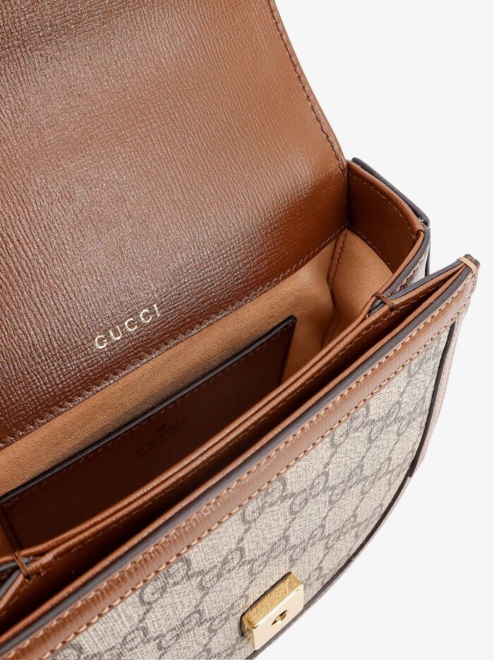 Gucci Gg Supreme Fabric And Leather Handbag With Iconic Horsebit