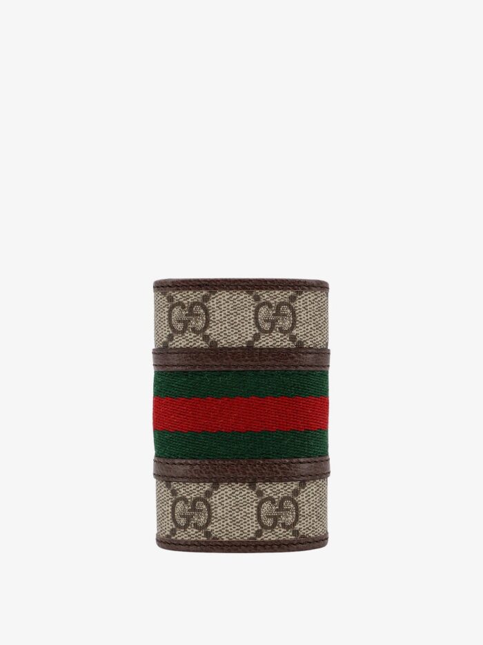 Gucci GG Supreme Fabric And Leather Key Ring