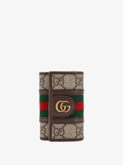 Gucci GG Supreme Fabric And Leather Key Ring