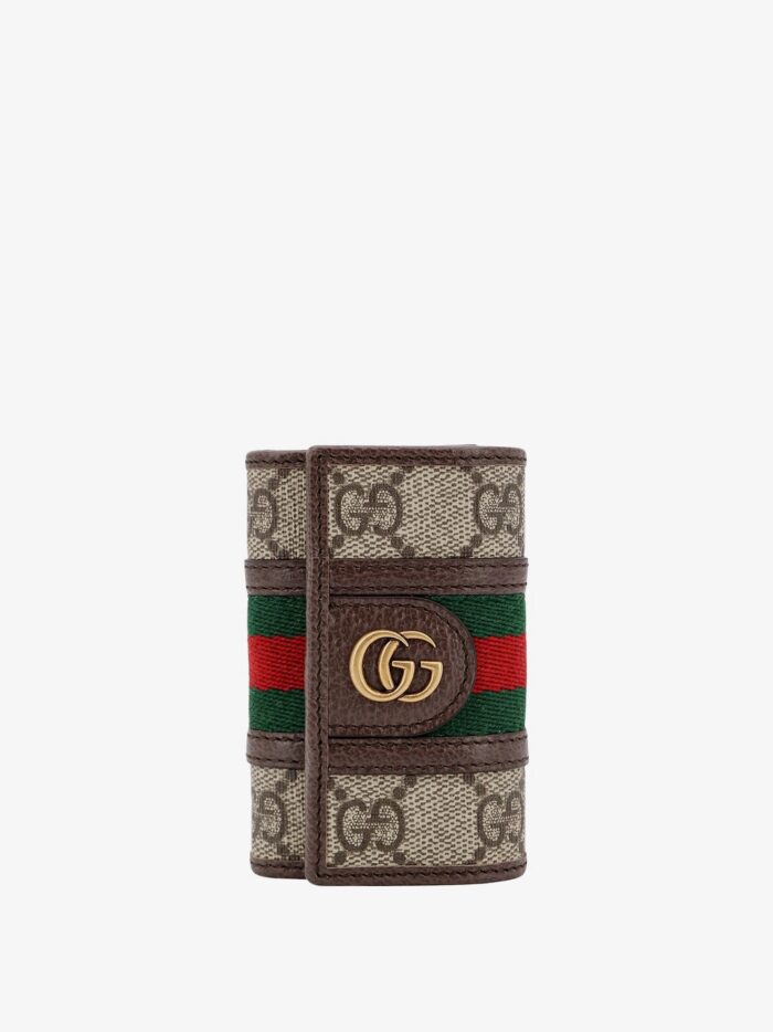 Gucci GG Supreme Fabric And Leather Key Ring