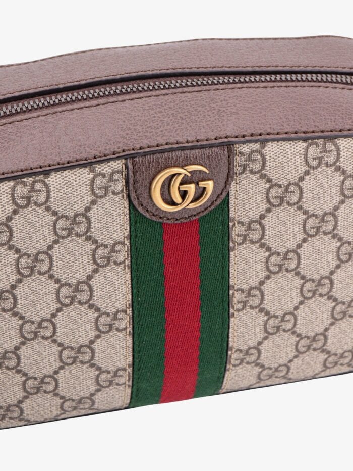 Gucci GG Supreme Fabric And Leather Shoulder Bag