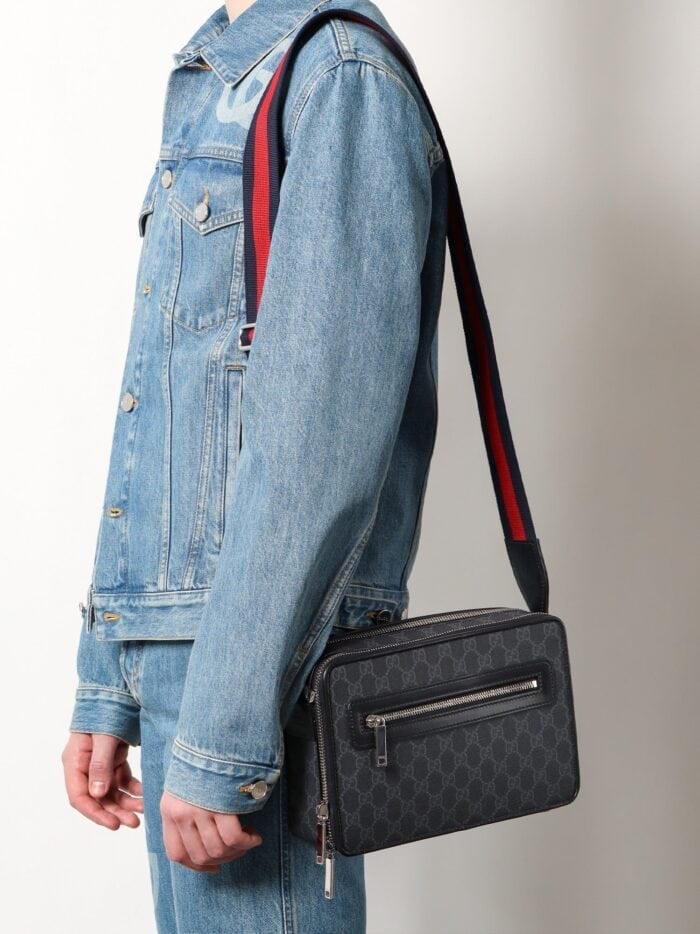 Gucci Gg Supreme Fabric And Leather Shoulder Bag