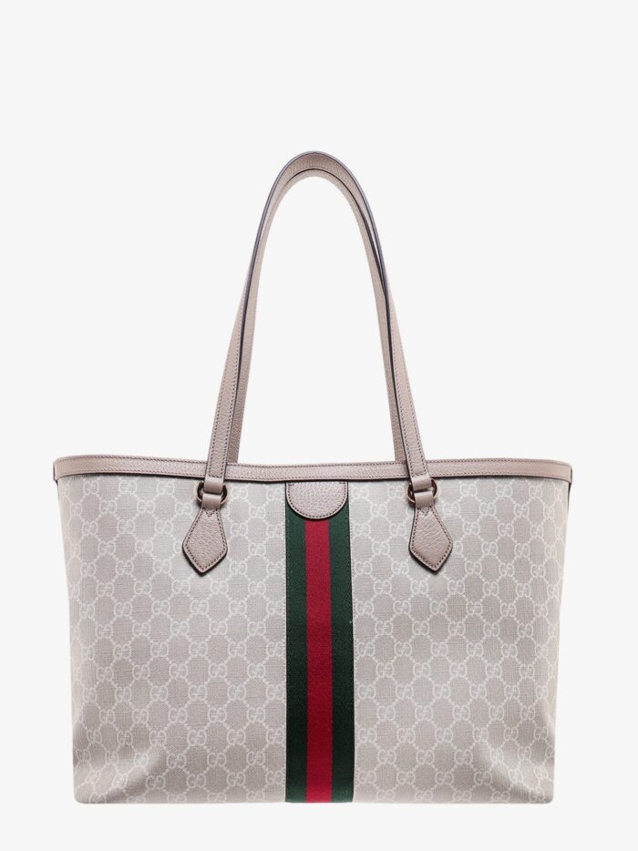 Gucci Gg Supreme Fabric And Leather Shoulder Bag With Frontal Web Band