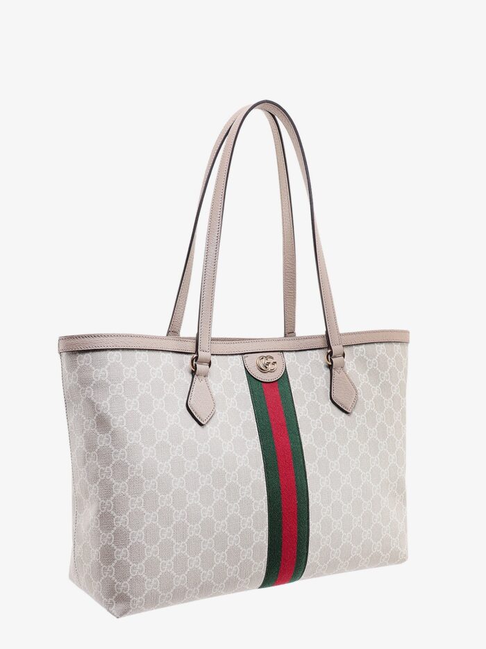 Gucci Gg Supreme Fabric And Leather Shoulder Bag With Frontal Web Band