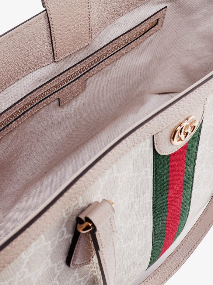 Gucci Gg Supreme Fabric And Leather Shoulder Bag With Frontal Web Band