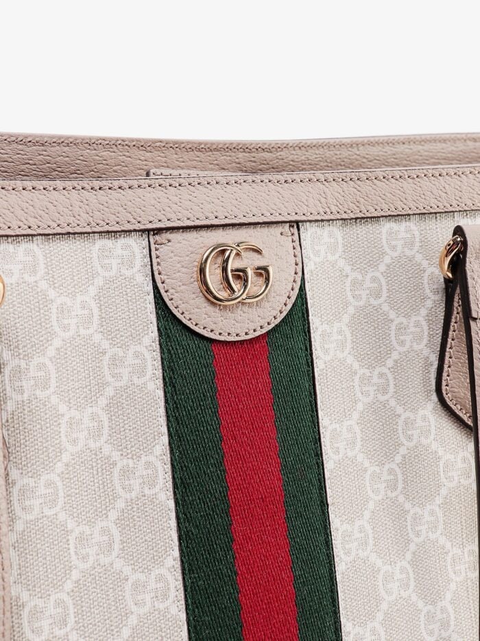 Gucci Gg Supreme Fabric And Leather Shoulder Bag With Frontal Web Band