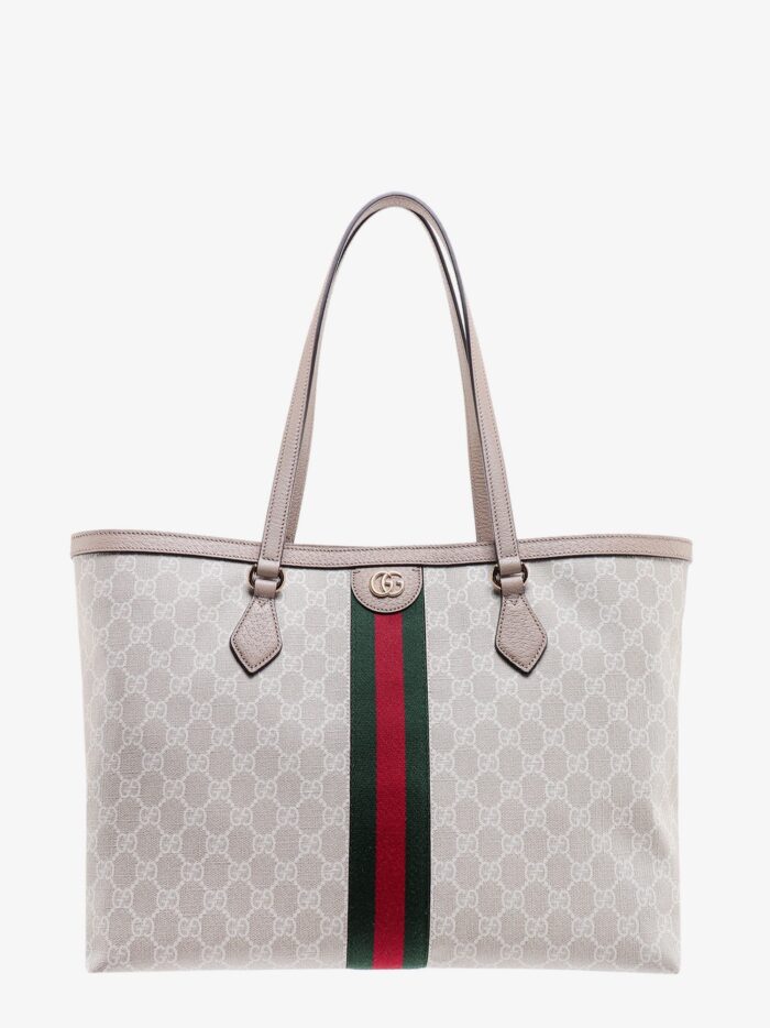 Gucci Gg Supreme Fabric And Leather Shoulder Bag With Frontal Web Band