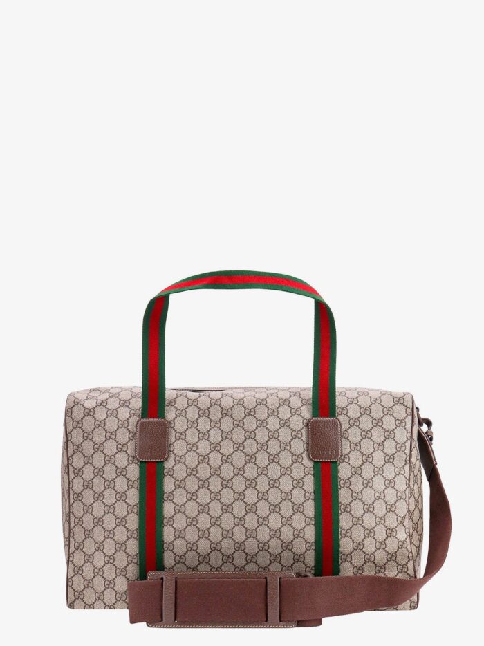 Gucci GG Supreme Fabric And Leather Travel Bag With Web Detail