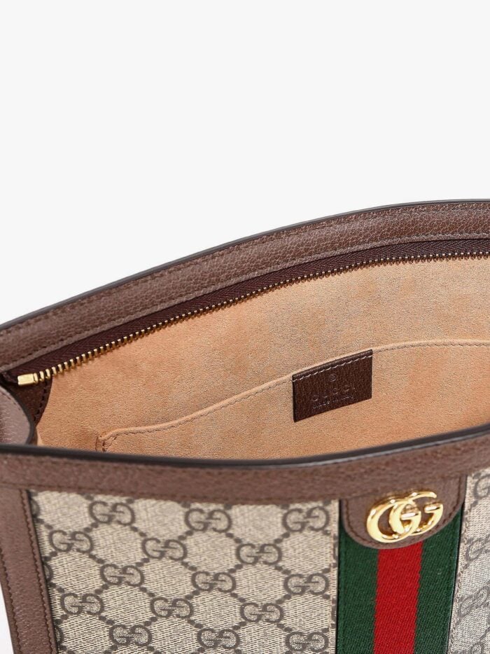 Gucci Gg Supreme Fabric Clutch With Iconic Web Band