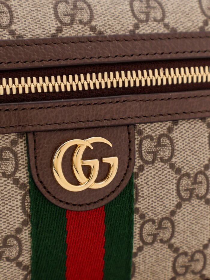 Gucci GG Supreme Fabric Shoulder Bag With Leather Inserts