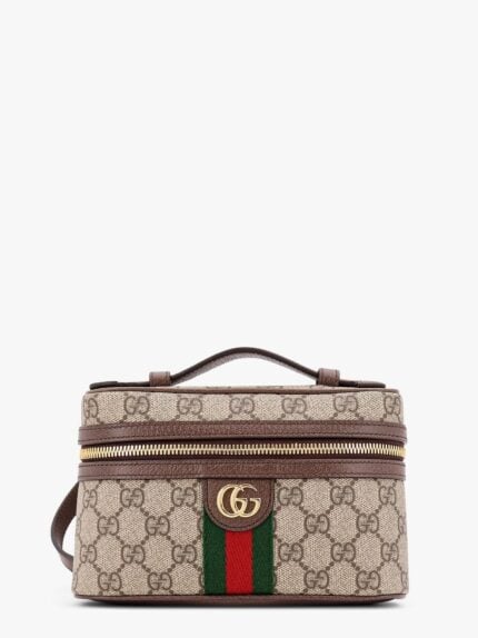 Gucci GG Supreme Fabric Shoulder Bag With Leather Inserts