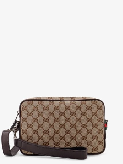 Gucci GG Supreme Fabric Shoulder Bag With Leather Inserts