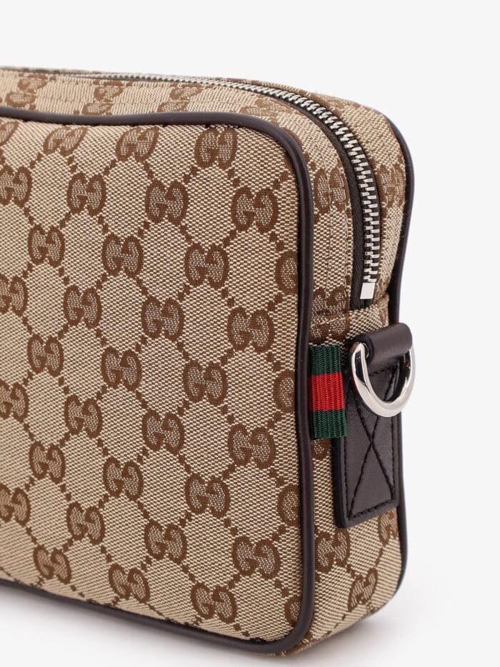 Gucci GG Supreme Fabric Shoulder Bag With Leather Inserts