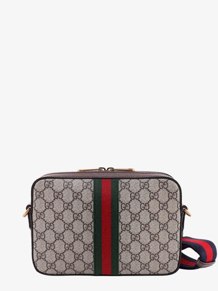 Gucci Gg Supreme Fabric Shoulder Bag With Leather Profiles