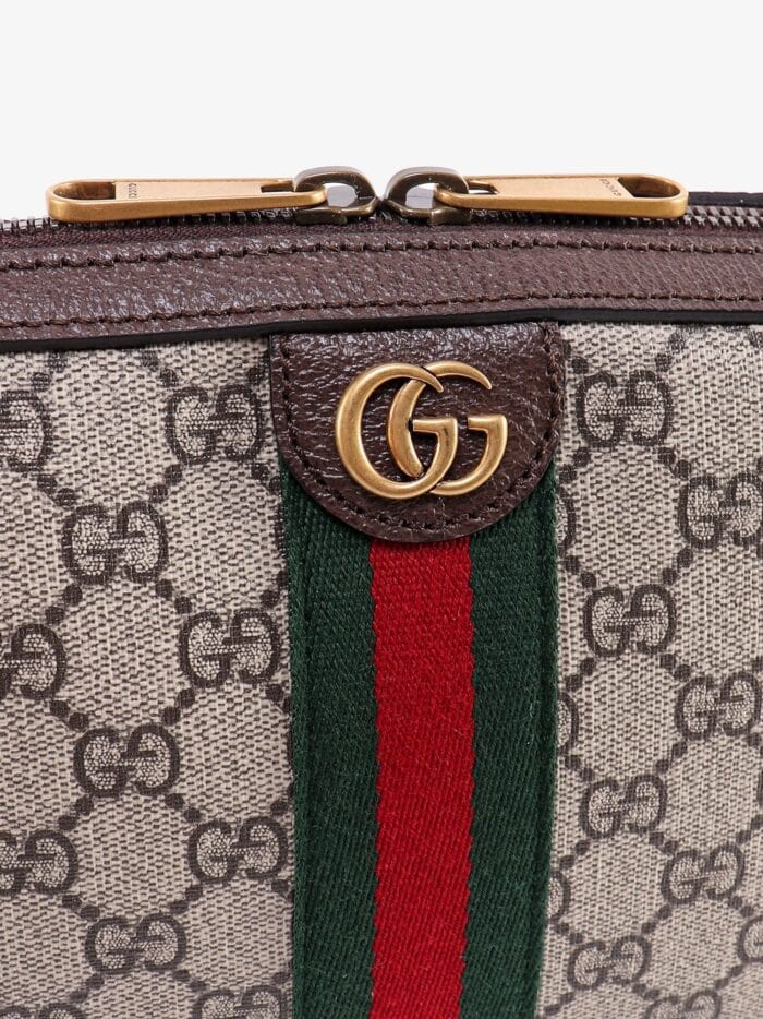 Gucci Gg Supreme Fabric Shoulder Bag With Leather Profiles