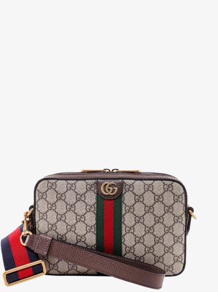 Gucci Gg Supreme Fabric Shoulder Bag With Leather Profiles