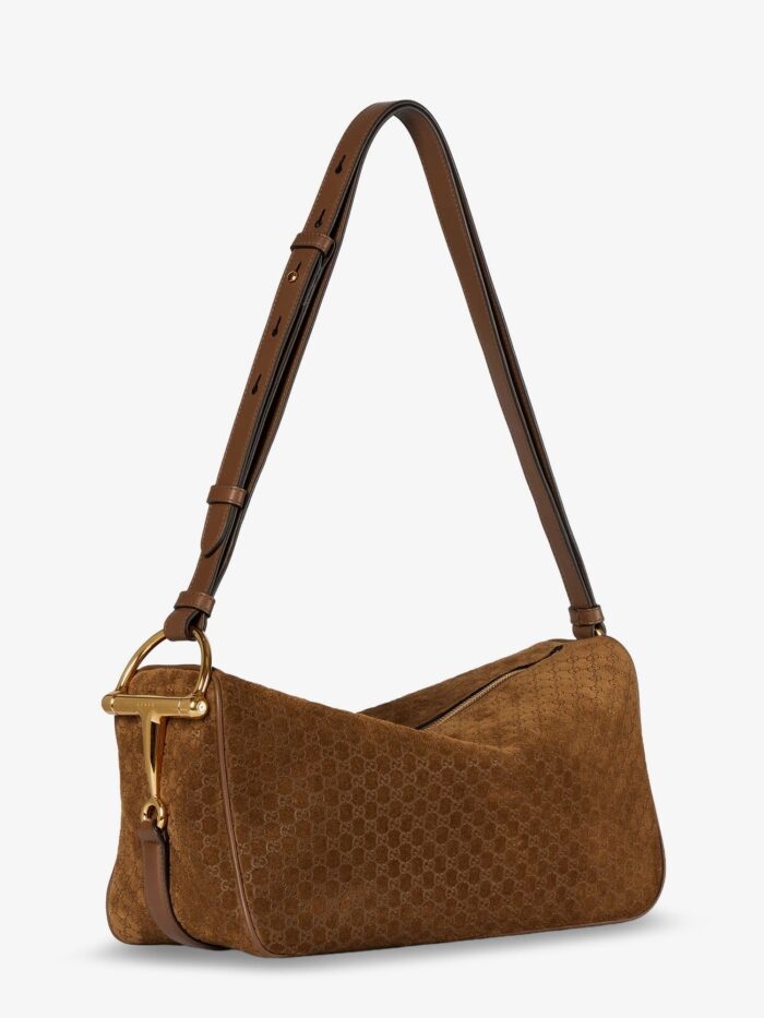 Gucci Half Horsebit Suede Shoulder Bag