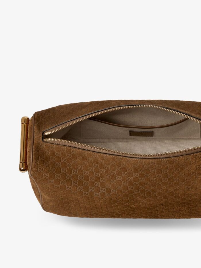 Gucci Half Horsebit Suede Shoulder Bag